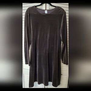 Land's End Velvet Dress, Large 14-16, Brown